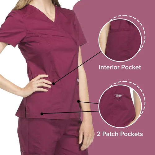Vista 4 de Workwear Revolution WW610 - Ropa quirúrgica con estilo cruzado falso para mujer, elástica, suave y de fácil cuidado