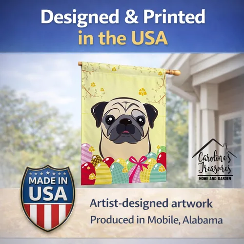 Vista 463 de Caroline's Treasures BB1923GF Bandera decorativa para jardín con diseño de Border Collie, para caza de huevos de Pascua, para jardín, jardín, patio