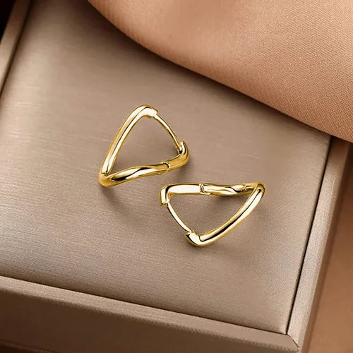 Vista 6 de Reffeer Aretes de aro curvados de plata de ley 925 para mujeres y adolescentes, aretes de aro cuadrados minimalistas trenzados