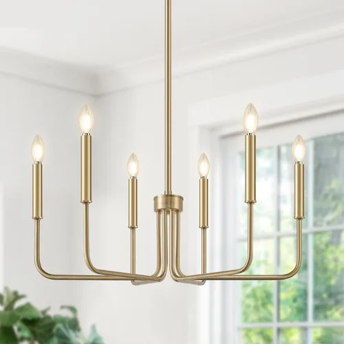 Vista 13 de Lynnoland - Candelabros de 6 luces de granja para comedor, accesorios de iluminación colgantes, lámparas industriales modernas para dormitorio Negro