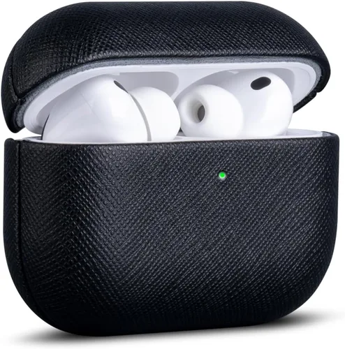 Vista 9 de Haobobro Funda de piel para AirPods Pro 3, piel seleccionada respetuosa con la piel, con textura de fibra de carbono, hecha a mano, funda rígida