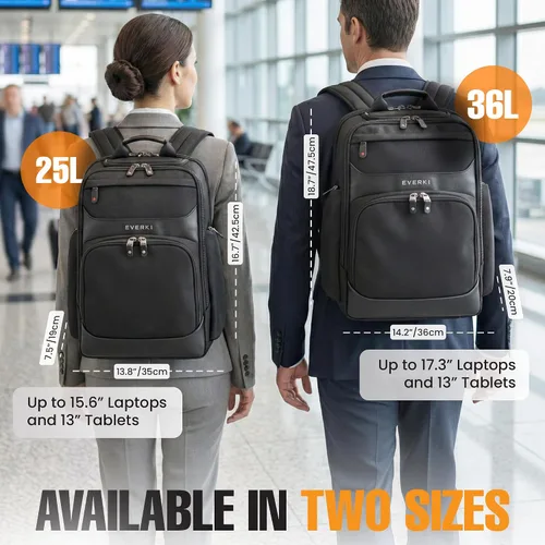 Vista 6 de EVERKI Onyx Mochila para portátil de negocios – Bolso de cuero balístico y nylon duradero, diseño apto para viajes, espacio dedicado para portátiles