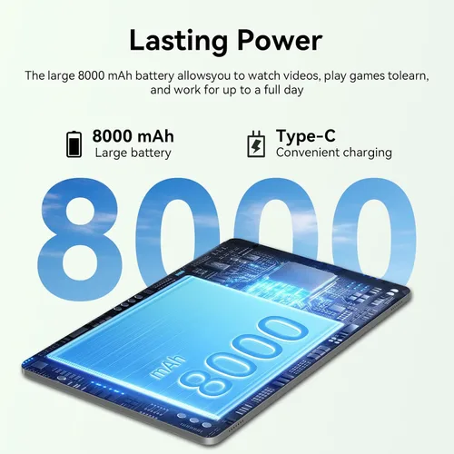 Vista 3 de Tableta Android 15 de 11 pulgadas Octa-core 12GB RAM+128GB ROM Tablet de 8000mAh con teclado Mouse Funda WiFi de doble banda BT 5.0