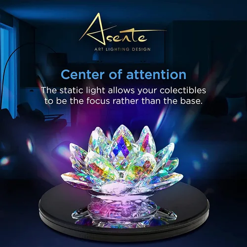 Vista 3 de Soporte de 19 LED que cambia de color, pedestal de exhibición iluminado circular para arte de cristal 3D, base de luz con enchufe AC/USB, soporte