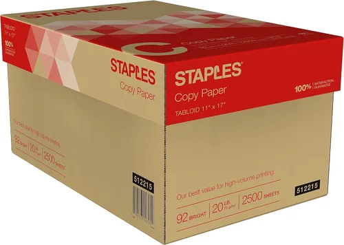 Vista 2 de Staples Papel de copia, 11x17 pulgadas Tamaño del libro mayor, 92 brillo