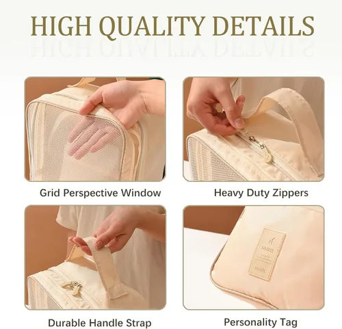 Vista 4 de GobbaGoods Bolsa para zapatos con capacidad para 3 pares de zapatos, bolsa de almacenamiento para viajes y uso diario, con 5 piezas, bolsa