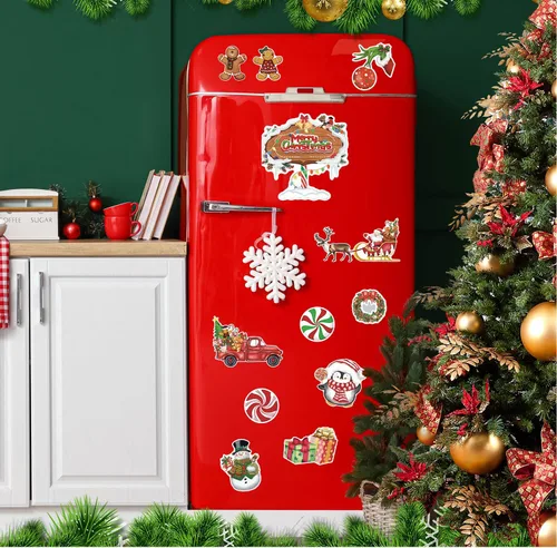 Vista 2 de 12 Piezas de Imanes de Navidad para Refrigerador, Decoración Magnética para Nevera, Calcomanías de Coche de Navidad, Imanes de Árbol de Navidad