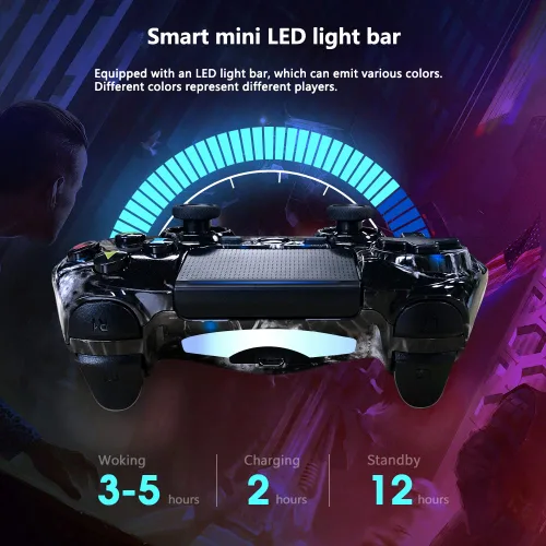 Vista 7 de Wireless Controller for PS4,Black Ghost Style High Performance Double Vibration Controller Compatible with Playstation 4 ProSlimPC with Sensitive
