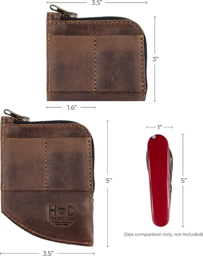 Vista 6 de Hide & Drink, Billetera de bolsillo EDC, organizador de efectivo curvado, soporte para tarjetas frontal delgado, clip para dinero, cuero de grano