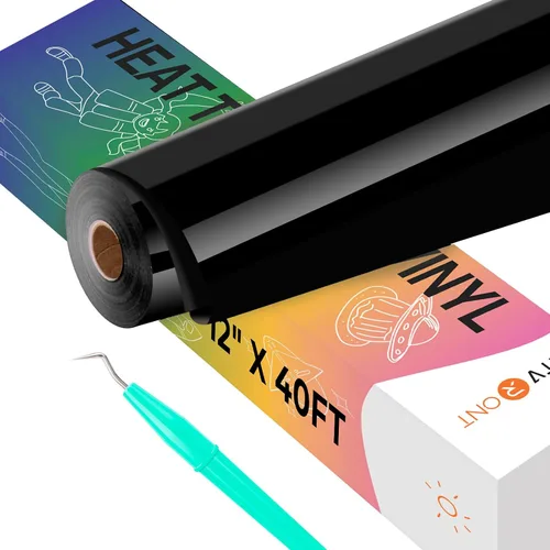 Vista 70 de HTVRONT Vinilo inteligente para planchar, HTV negro, vinilo de transferencia de calor de 13 pulgadas x 3 pies, vinilo HTV compatible con Cricut