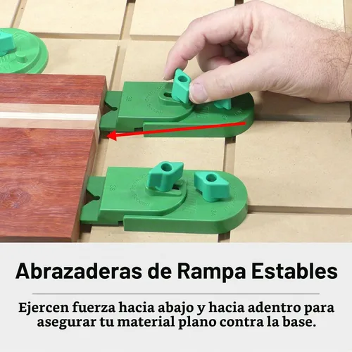 Vista 7 de MICROJIG Kit de sujeción CNC MatchFit, Abrazaderas de sujeción para carpintería, CN-P1234K11, Juego de 11 piezas, Verde
