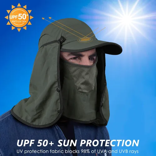 Vista 3 de GADIEMKENSD Sombrero de pesca plegable UPF 50+ 360 para exteriores