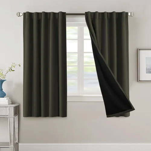 Vista 139 de H.VERSAILTEX Cortinas 100% opacas para dormitorio con forro negro, cortinas de oscurecimiento de habitación completa, con aislamiento térmico