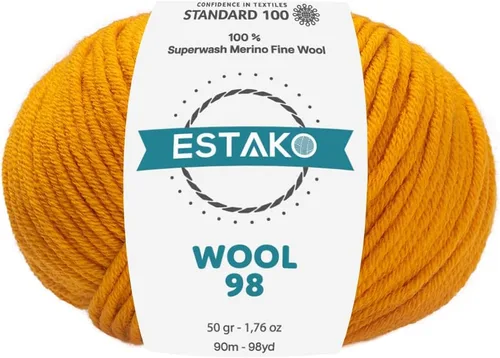 Vista 9 de Estako Wool 98 (paquete de 4 madejas) 100% lana merino superwash lana merino de peso medio suave hilo para tejer y ganchillo (4 x 1.76 onzas)