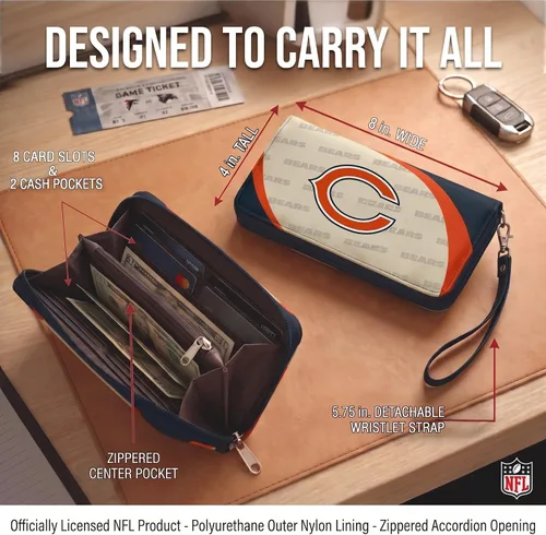 Vista 3 de Cartera organizadora NFL de cierre curvo, Azul marino Chicago Bears