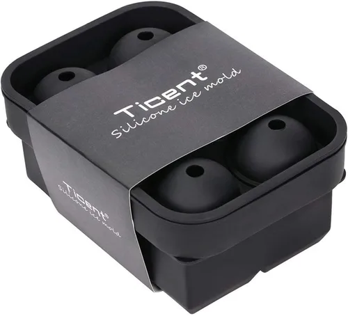 Vista 6 de Ticent Bandejas de cubitos de hielo (juego de 2), molde de silicona para bolas de hielo con forma de esfera para whisky con tapas y moldes cuadrados