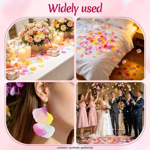 Vista 7 de Pétalos artificiales, 1000 pétalos de rosa de seda para decoración de bodas, fiestas, decoración del hogar