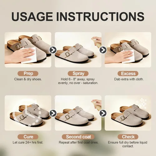Vista 7 de Spray protector de gamuza para zapatos: impermeabilizante y protector de manchas sin olor sin PFAS - Nano Shield a base de agua para botas, cuero