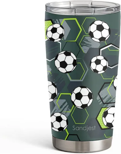 Vista 38 de SANDJEST Vaso de baloncesto con aislamiento de acero inoxidable de 20 onzas, taza de café de viaje, vasos deportivos, regalos para amantes