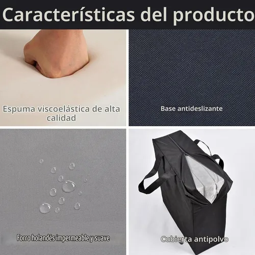 Vista 3 de Colchón plegable, colchón de espuma viscoelástica triple con funda plegable y lavable, camping, cama de invitados plegable, tapete de viaje