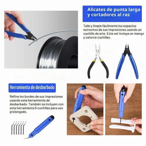 Vista 7 de Kit de herramientas para impresora 3D KuanStore, accesorio para impresión 3D con 55 piezas incluye herramienta de desbarbado, calibre, juego