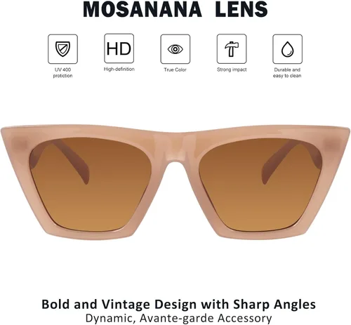Vista 3 de mosanana Gafas de sol cuadradas de ojo de gato para mujer modelo de estilo moderno modelo -SHINE