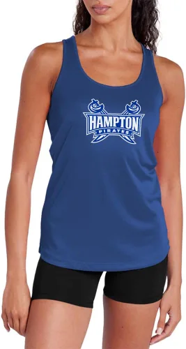Vista 180 de Camiseta deportiva sin mangas oficial de NCAA Collegiate para mujer, con espalda cruzada, colección con logotipo primario