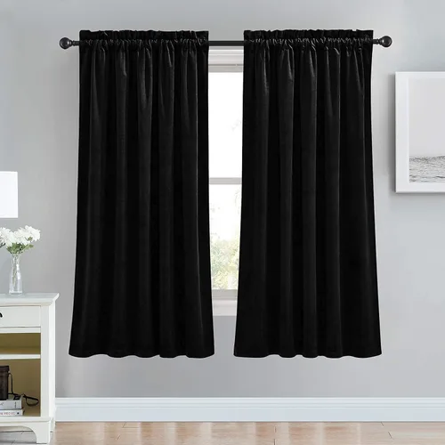 Vista 100 de RYB HOME Cortinas opacas de terciopelo para dormitorio, aislamiento térmico, privacidad, luz solar, bloqueo de calor, cortinas lujosas con bolsillo