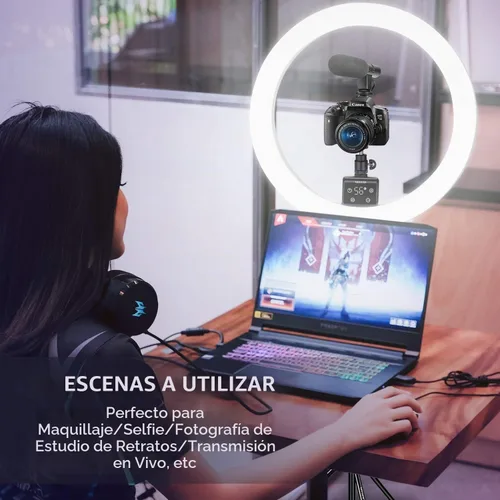 Vista 7 de Neewer Anillo de luz LED de 16 pulgadas, control táctil manual con pantalla LCD, control de múltiples luces, 3200-5600K, soporte de luz incluido