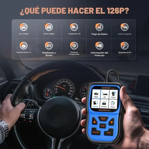 Vista 3 de AUTOPHIX Escáner OM126P+ OBD2, lector de código de luz de verificación del motor, escáner de código de automóvil para diagnóstico automotriz, leer