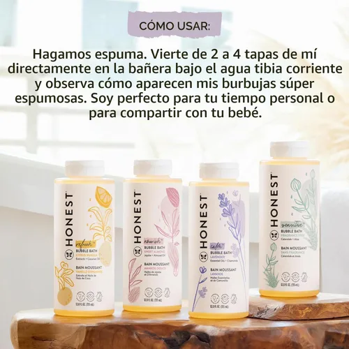 Vista 6 de The Honest Co. Honest baño de espuma, 12 onza Baño de burbujas espumoso, 12 onzas líquidas. Sin desgarros, hipoalergénico, derivado de forma natural