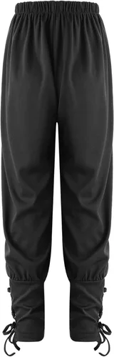 Vista 2 de Pantalones piratas medievales con cordones para niños, disfraz vikingo renacentista, para Halloween, cosplay