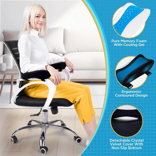 Vista 3 de BEAUTRIP Almohada de alineación de columna vertebral para dormir + almohadillas ergonómicas para reposabrazos de silla para sentarse (juego de 2)