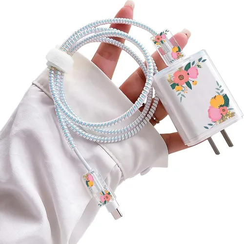 Vista 18 de Lindos protectores de cable para iPhone Funda de carga bonita elegante patrón de mariposas azules diseño único cable de datos cargador de línea