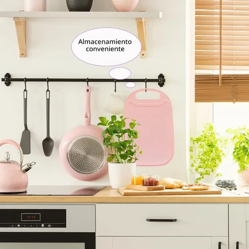 Vista 5 de Tabla de cortar para cocina, tablas de cortar de paja de trigo con ranuras para jugo