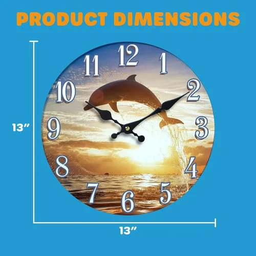 Vista 4 de 13" Reloj Dolphin Sunset de vidrio