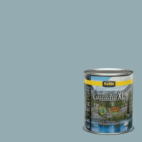 Vista 123 de Rodda Paint CASCADIA XL Pintura e imprimación satinada para exteriores en uno, cuarto de galón, azul playa norte