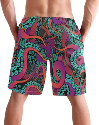 Vista 2 de visesunny Pantalones cortos de playa novedosos para hombre, de secado rápido, para correr, nadar, con forro de malla