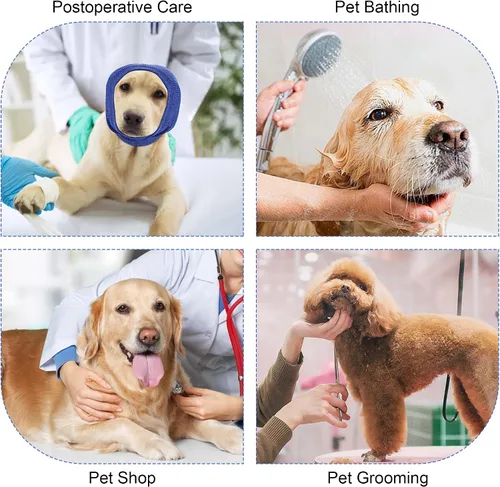 Vista 5 de Rbenxia Orejeras para Perros - Protección contra Ruido Cubiertas de Orejas con Capucha para Perros (Azul, Pequeño)