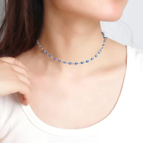 Vista 3 de Dcfywl731 Evil Eye Necklace for Women Girls Minimalist Necklace Protect Lucky Necklace for Women Men