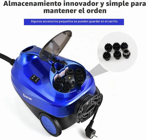 Vista 9 de COSTWAY Limpiador a vapor multiusos de 2000 W con 19 accesorios Azul