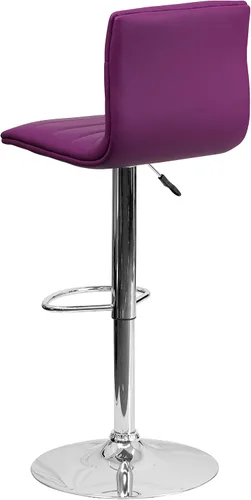 Vista 57 de Flash Funiture silla de bar ajustable con base cromada, Vinilo, Gris