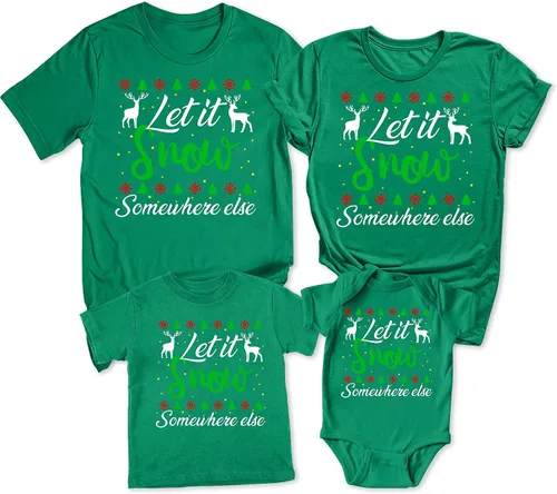 Vista 2 de Camiseta de Navidad con texto en inglés Merry Christmas Tree Santa Claus Believe a juego con estampado gráfico