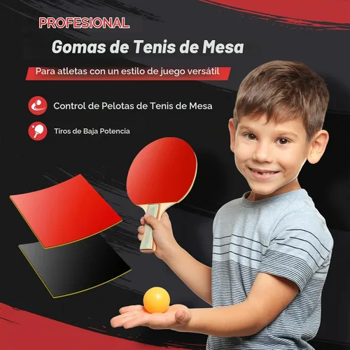 Vista 2 de Esponja de goma de PingPong rojo/negro de 0.087 in de repuesto para bate de tenis de mesa, accesorios de 2 unids/set