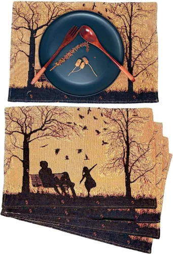 Vista 9 de DaDa Bedding - Juego de 4 manteles individuales de algodón y lino para mesa de comedor, 13 x 19 pulgadas