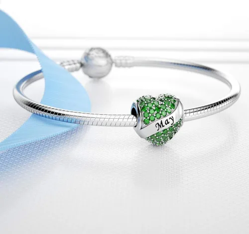 Vista 2 de Abalorio Dalaran de plata de ley 925 con forma de corazón, para brazalete, feliz cumpleaños, para mujer