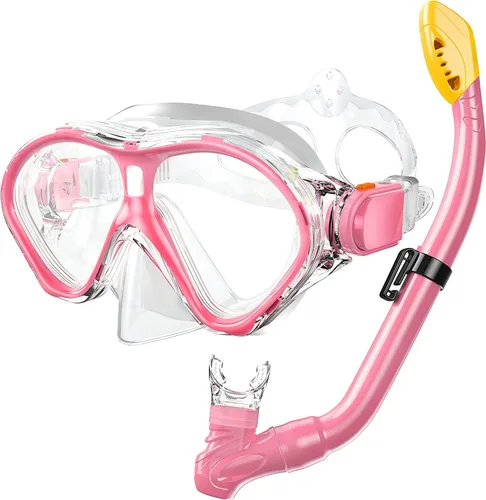 Vista 22 de Gintenco Juego de esnórquel para niños, máscara de buceo para niños como gafas de natación unisex, juego de máscara de buceo antivaho y esnórquel