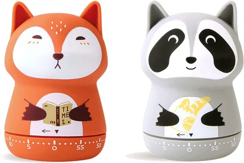 Vista 13 de kingsea Temporizador mecánico de cocina de animales lindos para niños, temporizador de cuerda de 60 minutos para cocinar, leer, estudio, decoración