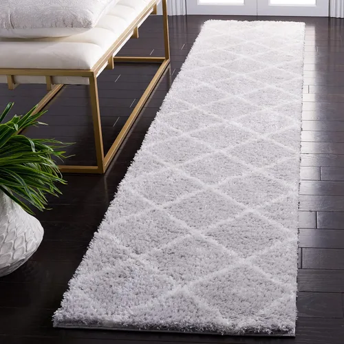 Vista 29 de SAFAVIEH Tahoe Shag Collection - Alfombra para pasillo, 2 x 9 pies, diseño de enrejado, no desprende pelusa y de fácil cuidado, 1.2 pulgadas