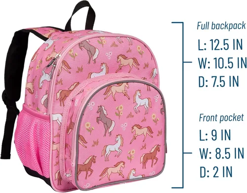 Vista 3 de Wildkin Mochila infantil de 12 pulgadas, acolchada, ajustable, ideal para guardería y viajes, caballos salvajes